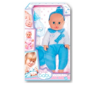  «Пупс Play Baby 32 см в голубом комбинезоне (32001)», бренда Play Baby - фото №3 - миниатюра