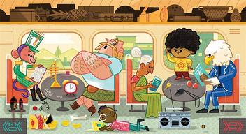 Паперова книга «All Aboard! (An Abrams Extend-a-book): Let's Ride A Train», автор Ніколь Мара - фото №5 - мініатюра