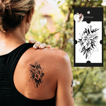 «Тимчасове тату Tattooshka Квіти у графіці (HC-301)», бренда Tattooshka - фото №2 - миниатюра