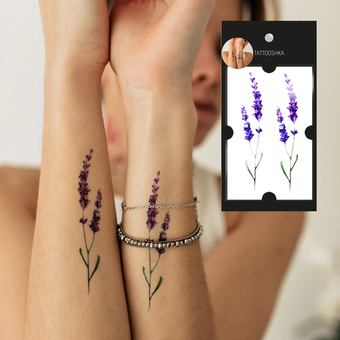 «Тимчасове тату Tattooshka Дві лаванди (WM-372)», бренда Tattooshka - фото №2 - миниатюра