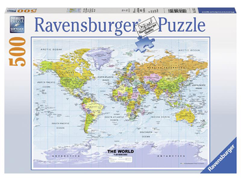  «Пазл Ravensburger Политическая карта мира 500 элементов (RSV-147557)», бренда Ravensburger - фото №1 - миниатюра