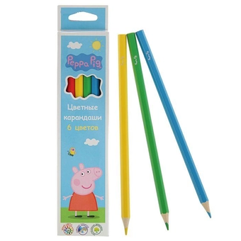  «Кольорові олівці Peppa Pig 6 кольорів (119699)», брендів Росмэн-Пресс, Перо - фото №2 - мініатюра