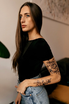 «Тимчасове тату Tattooshka Велика троянда з гілочкою (TH-173)», бренда Tattooshka - фото №5 - миниатюра