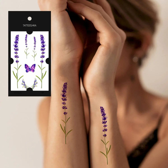 «Тимчасове тату Tattooshka Лаванда та метелик (L-20)», бренда Tattooshka - фото №3 - миниатюра