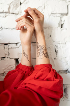 «Тимчасове тату Tattooshka Піони з гілочками (TH-391)», бренда Tattooshka - фото №7 - миниатюра