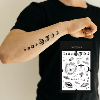  «Тимчасове тату Tattooshka Космічний Бум (LC-124)», бренда Tattooshka - фото №4 - миниатюра
