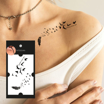 «Тимчасове тату Tattooshka Зграя птахів (X-212)», бренда Tattooshka - фото №2 - миниатюра