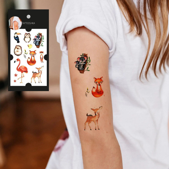 «Тимчасове тату Tattooshka Коала і 7 звіряток (EC-301)», бренда Tattooshka - фото №3 - миниатюра