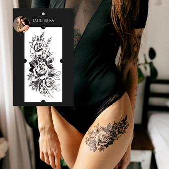  «Тимчасове тату Tattooshka Гілочка із трояндами (XQB-057)», бренда Tattooshka - фото №2 - миниатюра