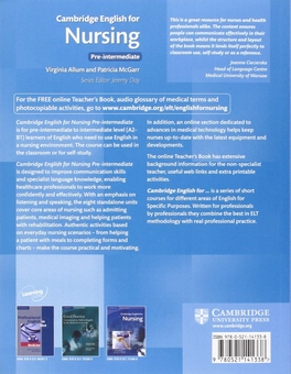 Паперова книга «Cambridge English for Nursing Pre-intermediate Student's Book (+CD)», автор Вирджиния Аллум - фото №2 - мініатюра