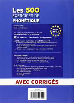 Бумажная книга «Les 500 Exercices Phone'tique B1/B2 (+ CD audio)», авторов Dominique Abry, Marie-laure Chalaron - фото №2 - миниатюра