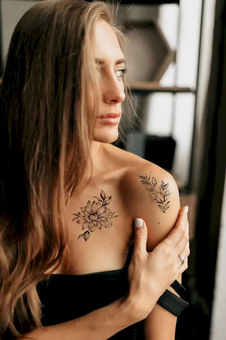 «Тимчасове тату Tattooshka Квіти з гілочкою (L-25)», бренда Tattooshka - фото №4 - миниатюра