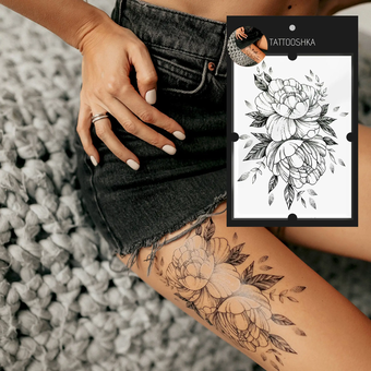 «Тимчасове тату Tattooshka Великий піон (TH-385)», бренда Tattooshka - фото №2 - миниатюра