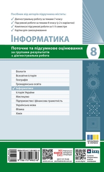 Бумажная книга «Інформатика. 8 клас. Поточне та підсумкове оцінювання та діагностувальні роботи», авторов Елена Бондаренко, Александр Пилипчук - фото №2 - миниатюра