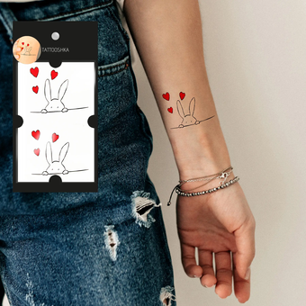 «Тимчасове тату Tattooshka Люблячий зайчик (HC-251)», бренда Tattooshka - фото №2 - миниатюра