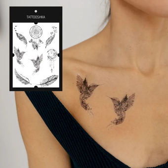 «Тимчасове тату Tattooshka Пера з мандалами (LB-123)», бренда Tattooshka - фото №3 - миниатюра