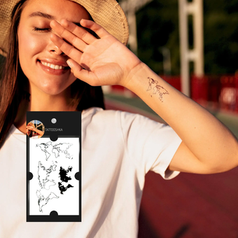  «Тимчасове тату Tattooshka Карта Світу (T-079)», бренда Tattooshka - фото №2 - миниатюра