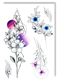  «Тимчасове тату Tattooshka Геометричні квіти (TH-722)», бренда Tattooshka - фото №1 - миниатюра