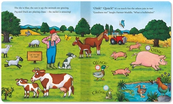 Паперова книга «The Noisy Farm Book: A press-the-page sound book», автор Аксель Шеффлер - фото №2 - мініатюра