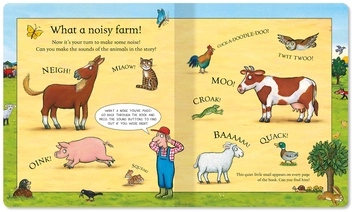 Паперова книга «The Noisy Farm Book: A press-the-page sound book», автор Аксель Шеффлер - фото №3 - мініатюра