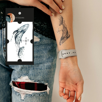 «Тимчасове тату Tattooshka Кит (T-106)», бренда Tattooshka - фото №2 - миниатюра