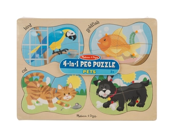 «Деревянные пазлы Melissa & Doug 4 в 1 Домашние животные (MD9861)», бренда Melissa & Doug - фото №3 - миниатюра