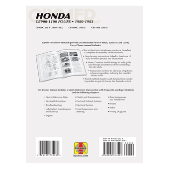 Паперова книга «Honda CB900, CB1000, CB1100 Motorcycle (1980-1983) Service Repair Manual», автор Haynes Publishing - фото №2 - мініатюра