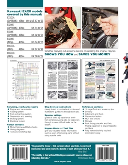 Паперова книга «Kawasaki EX500 (GPZ500S) & ER500 (ER-5) (87 - 05)», автор Haynes Publishing - фото №2 - мініатюра