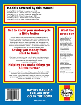 Бумажная книга «Yamaha RD & DT125LC (82 - 87) Haynes Repair Manual», автор Haynes Publishing - фото №2 - миниатюра