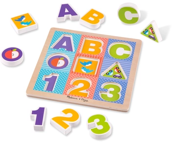  «Первый деревянный формовой пазл Melissa&Doug Буквы и Цифры (MD1899)», бренда Melissa & Doug - фото №2 - миниатюра