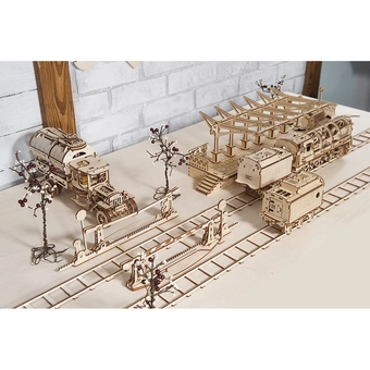 «Механічний 3D пазл Ukrainian Gears Рейки з переїздом (70014)», бренду Ukrainian Gears / UGears - фото №5 - мініатюра