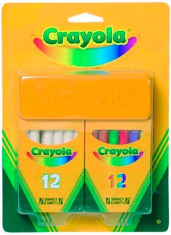  «Мелки белые и цветные с губкой 12+12 Crayola (98268)», бренда Crayola - фото №1 - миниатюра