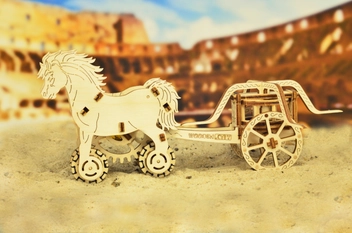 «Механический 3D пазл WOODEN.CITY Колесница да Винчи (WDC302)», бренда WOODEN.CITY - фото №7 - миниатюра
