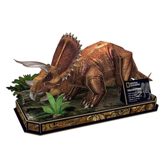  «Тривимірна головоломка-конструктор CubicFun National Geographic Dino Трицератопс (DS1052h)», бренда CubicFun - фото №4 - миниатюра