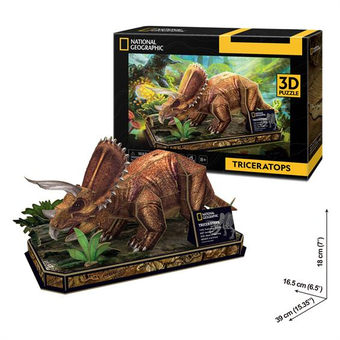  «Тривимірна головоломка-конструктор CubicFun National Geographic Dino Трицератопс (DS1052h)», бренда CubicFun - фото №2 - миниатюра