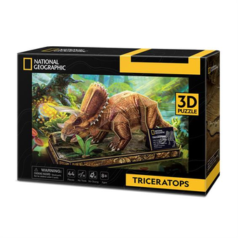  «Тривимірна головоломка-конструктор CubicFun National Geographic Dino Трицератопс (DS1052h)», бренда CubicFun - фото №1 - миниатюра