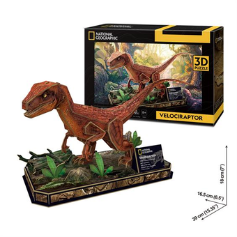  «Тривимірна головоломка-конструктор CubicFun National Geographic Dino Велоцираптор», бренда CubicFun - фото №4 - миниатюра