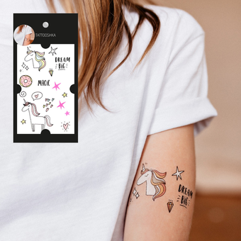  «Тимчасове тату Tattooshka Магічний єдиноріг (EC-658)», бренда Tattooshka - фото №3 - миниатюра