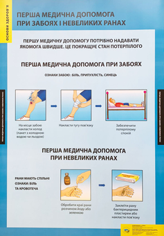 Бумажная книга «Перша медична допомога при забоях і невеликих ранах. Плакат» - фото №1 - миниатюра