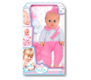  «Пупс Play Baby 32 см в розовом комбинезоне (32000)», бренда Play Baby - фото №3 - миниатюра