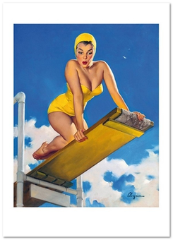 «Открытка Gil Elvgren — High and Shy (GE24)», бренда Artistic Card - фото №1 - миниатюра