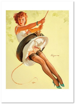 «Открытка Gil Elvgren — Swingin' Sweetie, Brown & Bigelow calendar illustration (GE26)», бренда Artistic Card - фото №1 - миниатюра