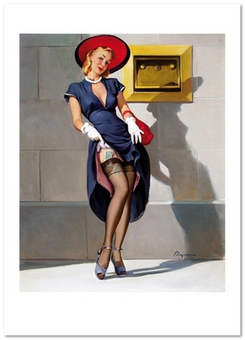  «Открытка Gil Elvgren — Socking It Away (GE34)», бренда Artistic Card - фото №1 - миниатюра