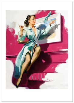  «Открытка Gil Elvgren — Pretty Cagey (GE49)», бренда Artistic Card - фото №1 - миниатюра