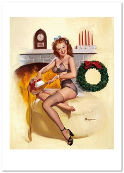 «Открытка Gil Elvgren — Pin-Up in Front of Fireplace (GE50)», бренда Artistic Card - фото №1 - миниатюра