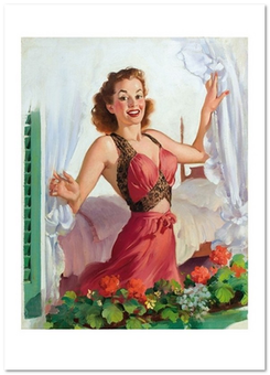 «Листівка Gil Elvgren — Peering Through the Window (GE52)», бренду Artistic Card - фото №1 - мініатюра