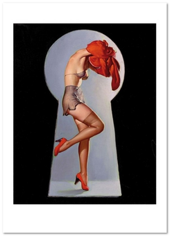 «Открытка Gil Elvgren — Peek-a-View, Louis F. Dow Company calendar illustration (GE53)», бренда Artistic Card - фото №1 - миниатюра