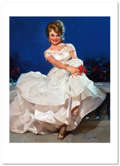  «Открытка Gil Elvgren — Moonlight and Roses (Miss Sinclair 1965), Brown & Bigelow calendar illustration (GE60)», бренда Artistic Card - фото №1 - миниатюра