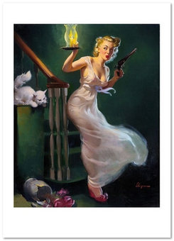 «Открытка Gil Elvgren — Looking for Trouble, Brown & Bigelow calendar illustration (GE69)», бренда Artistic Card - фото №1 - миниатюра
