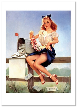 «Открытка Gil Elvgren — Keeping Posted (GE73)», бренда Artistic Card - фото №1 - миниатюра